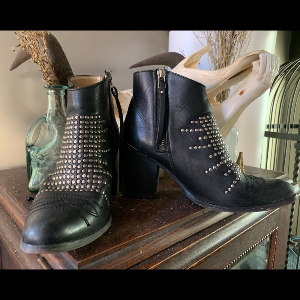 Studded Western Leather Booties